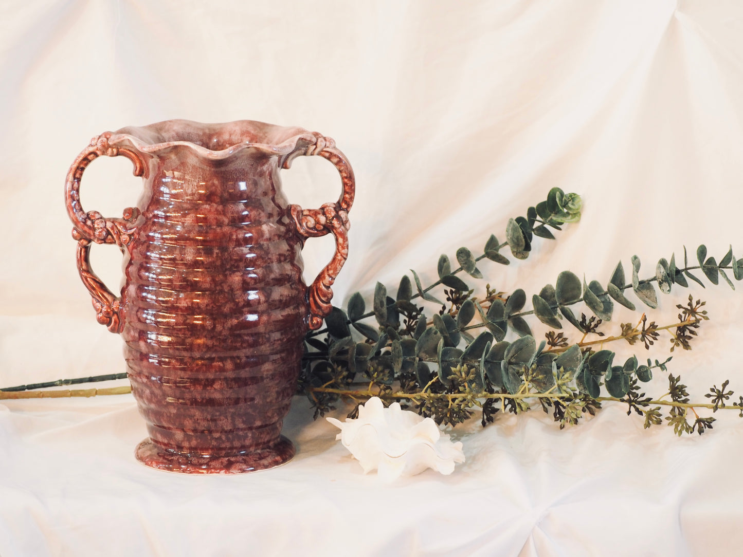 Crimson Vase with Handles