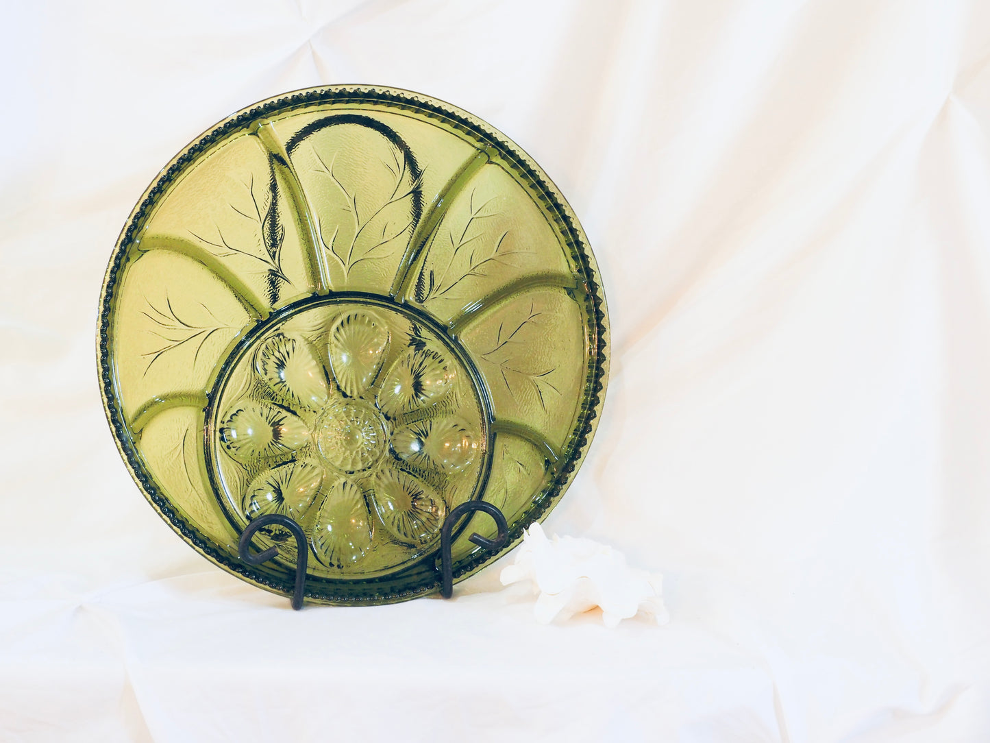 Green Glass Oyster Platter
