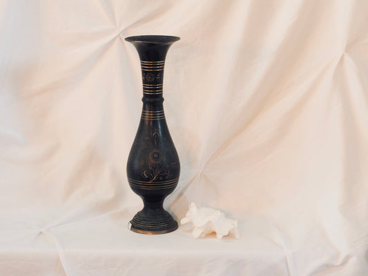 Black & Gold Metal Vase