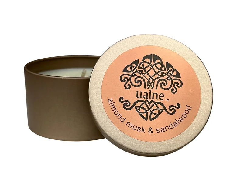 Uaine Candle Luxury Range Travel Tin - Almond, Musk & Sandalwood