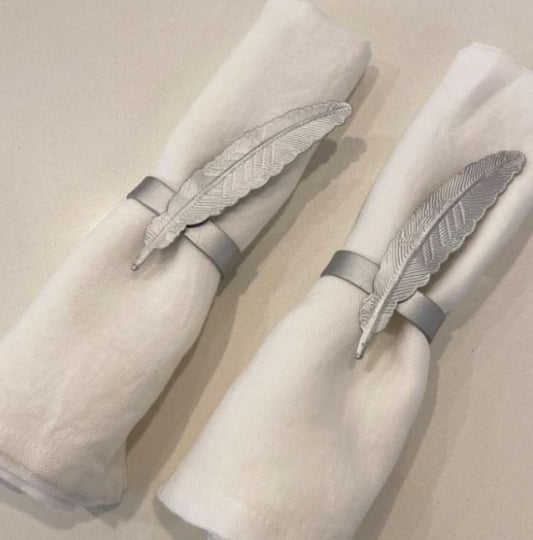 NEW! Silver Feather Napkin Holder