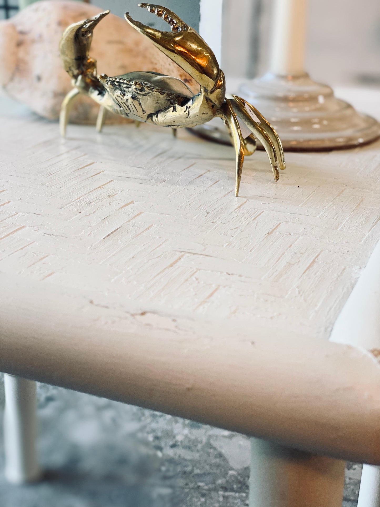 Vintage White Bamboo Table