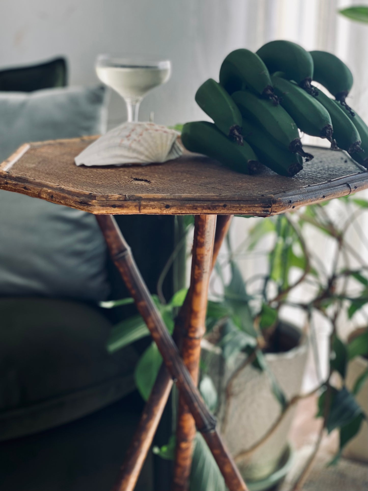 Antique Tiger Cane Table