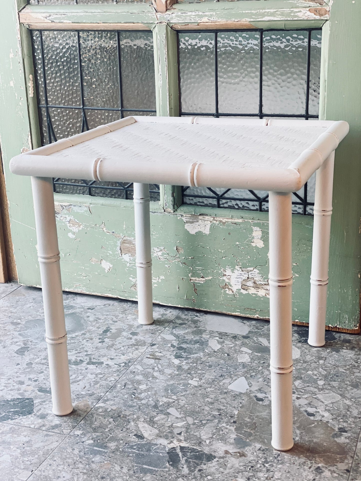 Vintage White Bamboo Table