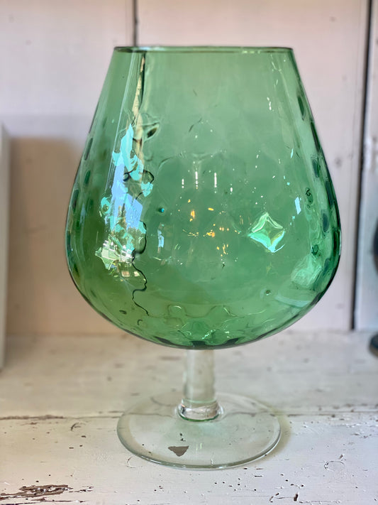 Vintage Green Balloon Glass Vase