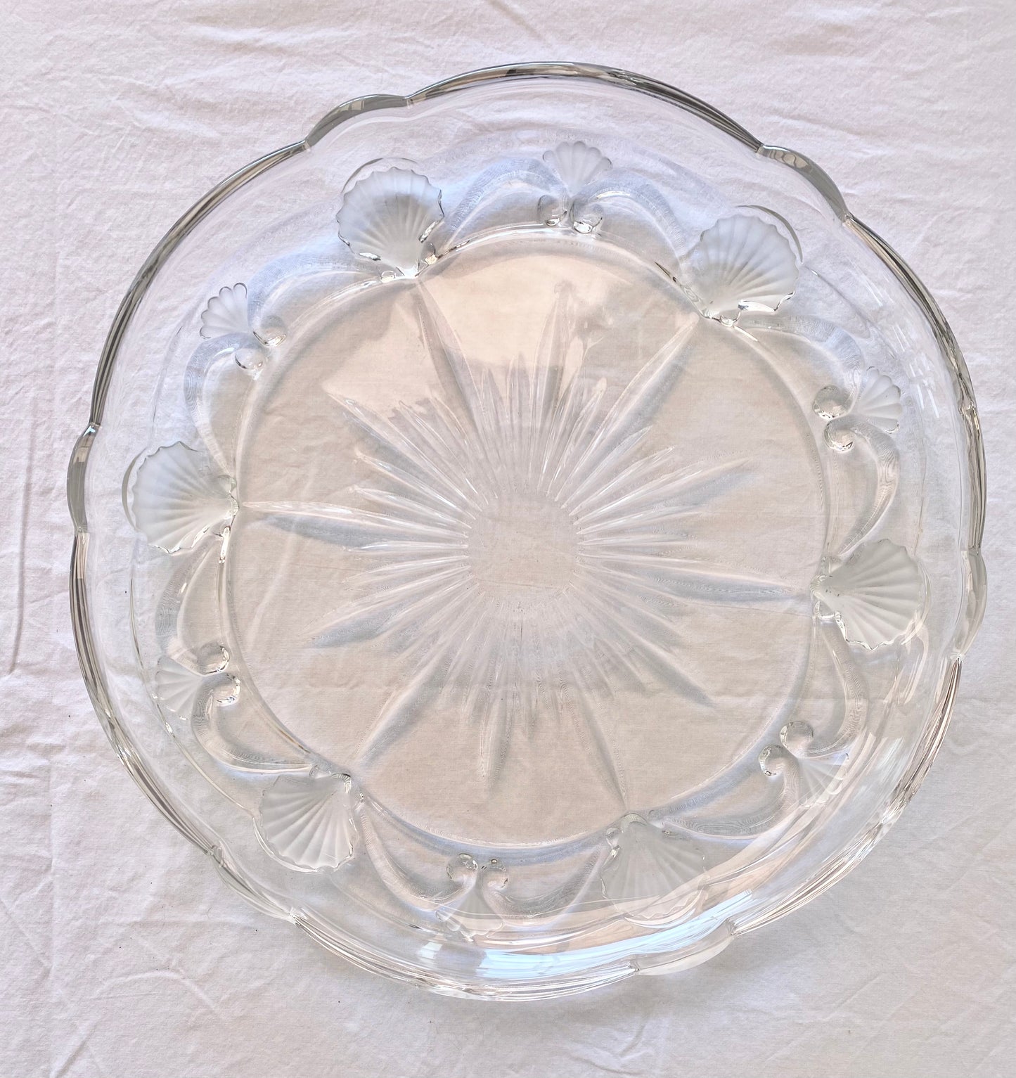 Clear Glass Scallop Shell Platter
